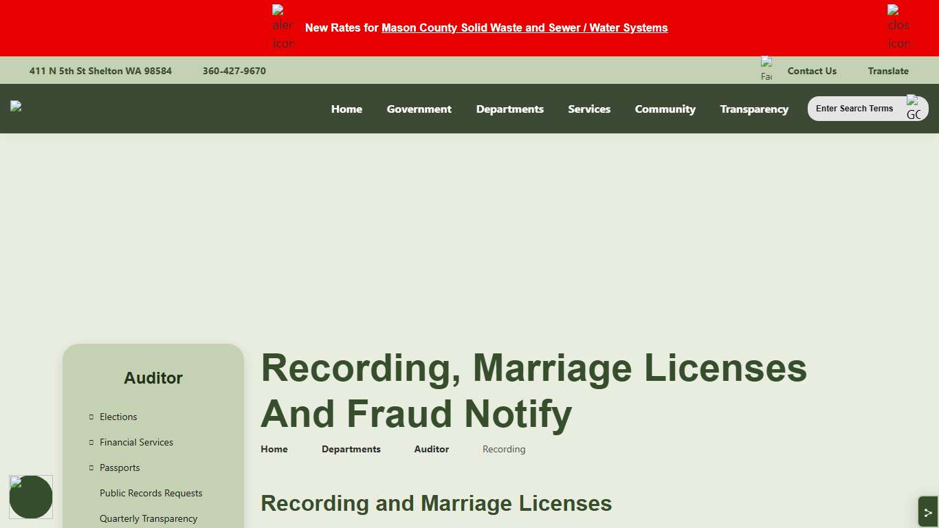 Recording, Marriage Licenses and Fraud Notify